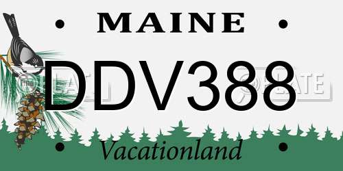 DDV388 Maine License Plate