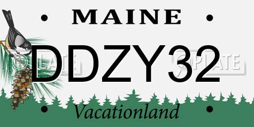 DDZY32 Maine License Plate