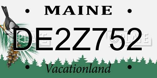 DE2Z752 Maine License Plate