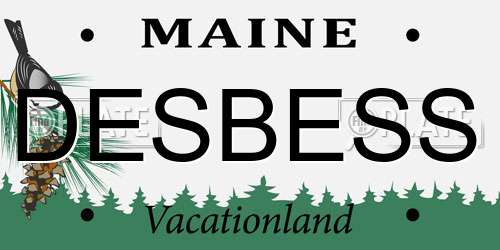 DESBESS Maine License Plate