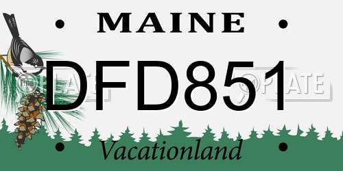 DFD851 Maine License Plate