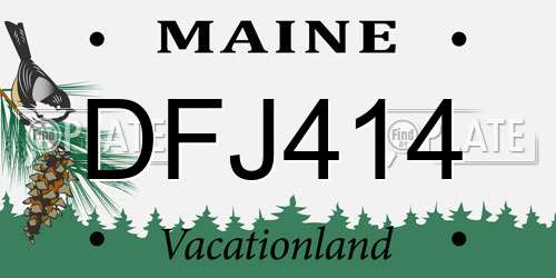 DFJ414 Maine License Plate