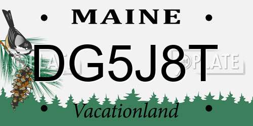 DG5J8T Maine License Plate