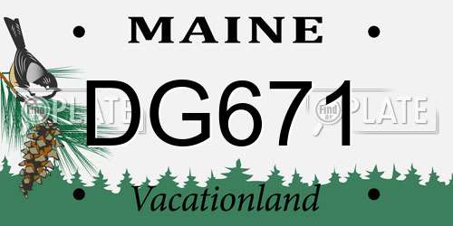 DG671 Maine License Plate