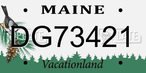 DG73421 Maine License Plate