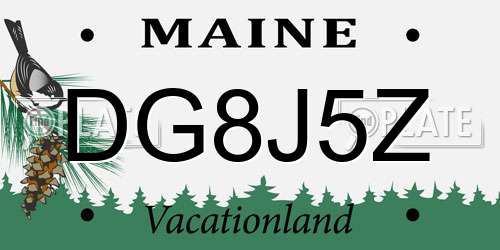 DG8J5Z Maine License Plate