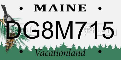 DG8M715 Maine License Plate
