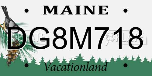 DG8M718 Maine License Plate