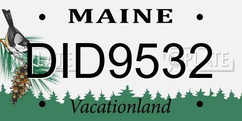 DID9532 Maine License Plate
