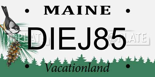 DIEJ85 Maine License Plate