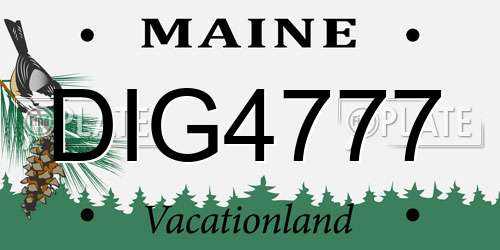 DIG4777 Maine License Plate