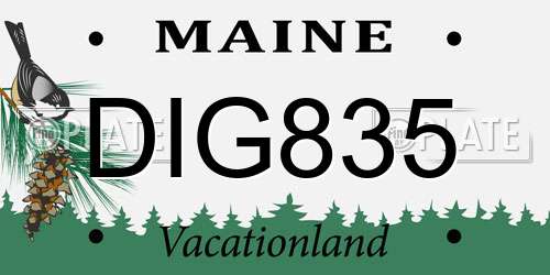 DIG835 Maine License Plate