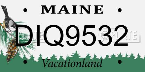 DIQ9532 Maine License Plate
