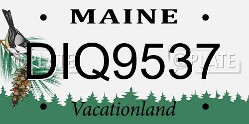 DIQ9537 Maine License Plate