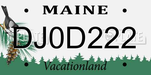 DJ0D222 Maine License Plate