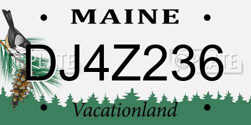DJ4Z236 Maine License Plate