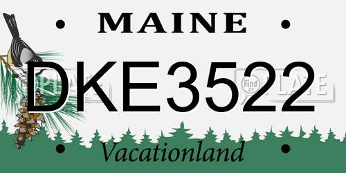 DKE3522 Maine License Plate