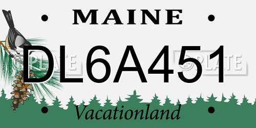 DL6A451 Maine License Plate