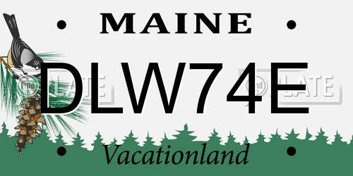 DLW74E Maine License Plate