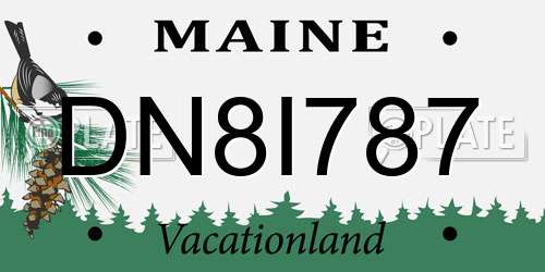 DN8I787 Maine License Plate