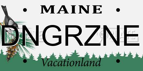 DNGRZNE Maine License Plate