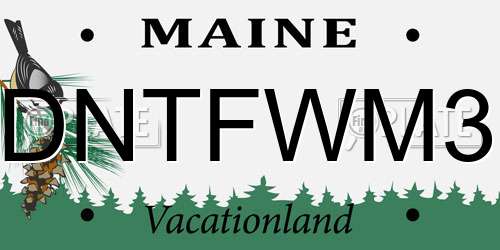 DNTFWM3 Maine License Plate