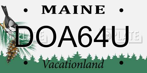 DOA64U Maine License Plate