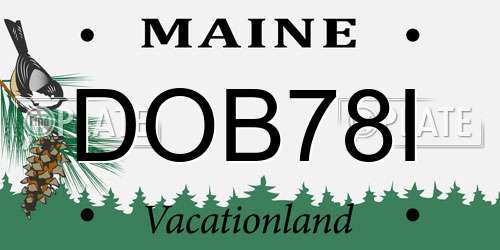 DOB78I Maine License Plate