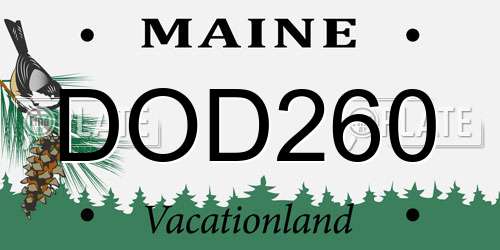 DOD260 Maine License Plate