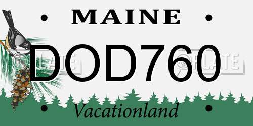 DOD760 Maine License Plate