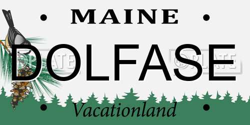 DOLFASE Maine License Plate