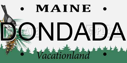 DONDADA Maine License Plate