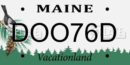 DOO76D Maine License Plate
