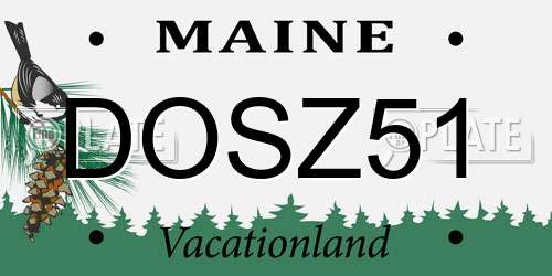 DOSZ51 Maine License Plate