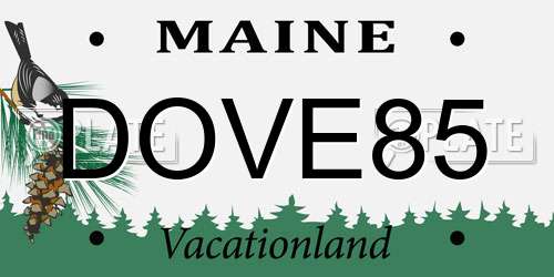 DOVE85 Maine License Plate
