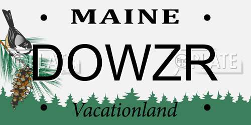 DOWZR Maine License Plate