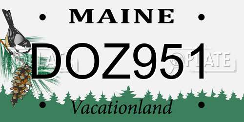 DOZ951 Maine License Plate