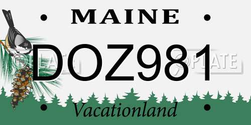 DOZ981 Maine License Plate
