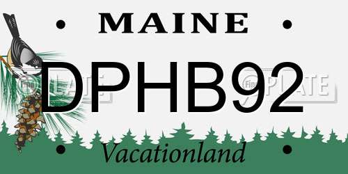 DPHB92 Maine License Plate