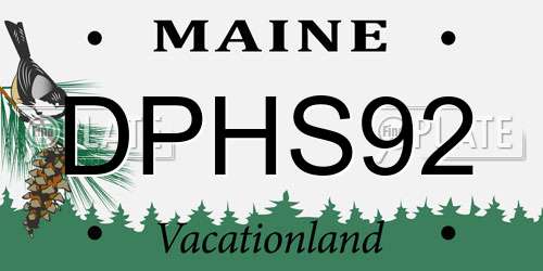 DPHS92 Maine License Plate