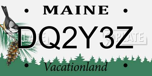 DQ2Y3Z Maine License Plate