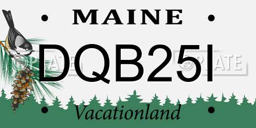 DQB25I Maine License Plate