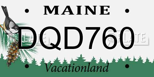 DQD760 Maine License Plate