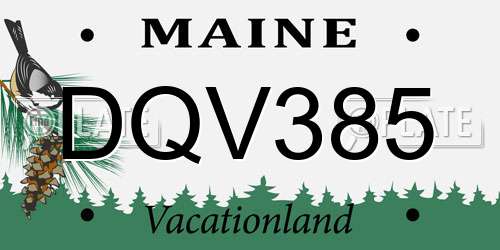 DQV385 Maine License Plate