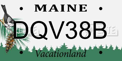 DQV38B Maine License Plate
