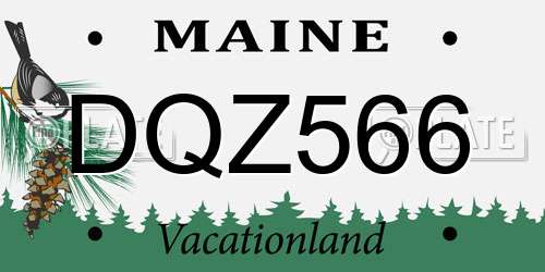 DQZ566 Maine License Plate