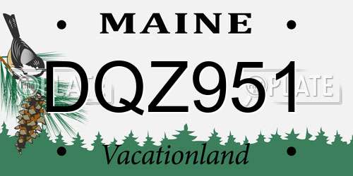 DQZ951 Maine License Plate