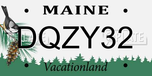DQZY32 Maine License Plate
