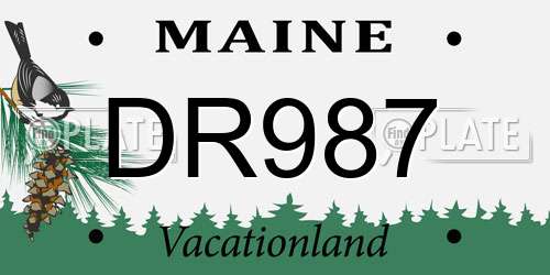 DR987 Maine License Plate