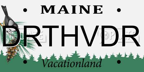 DRTHVDR Maine License Plate